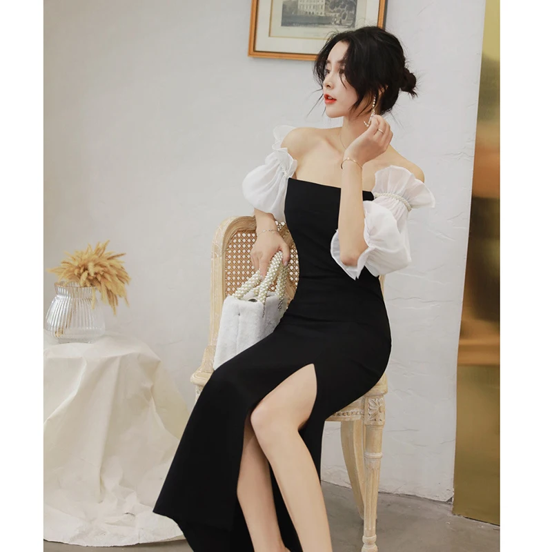 Женское вечернее платье белое черное элегантное составного кроя с открытыми