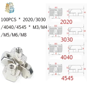 T-nut M3 M4 M5 M6 M8 головка молотка T-гайка крепежный слот гайка соединитель никелированный для 20 30 40 45 ЕС алюминиевый экструзионный профиль