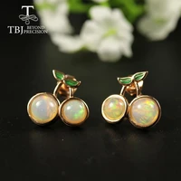 tbjnatural opal earring cherry cute design 925 sterling silver rose gold jewelry for girls daughter girlfriend fine jewelry