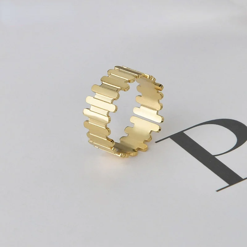 

French Simple Retro Irregular Line Ring Opening Adjustable Street Personality Ring Jewelry Gift