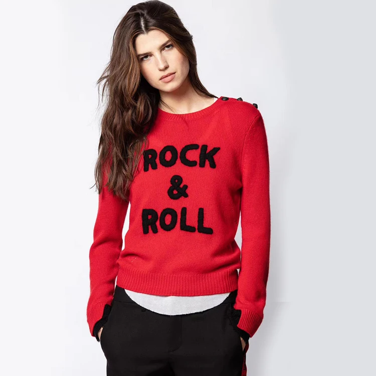 2020 новый зимний уличный Модный женский красный свитер с вышитыми буквами |