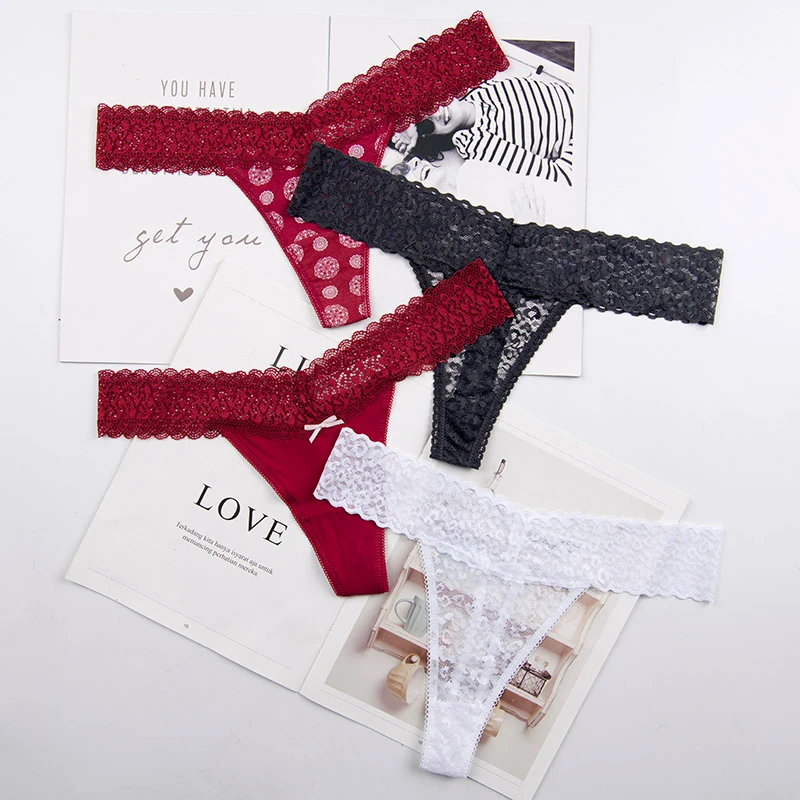 Женские сексуальные кружевные стринги Трусы-стринги нижнее белье для женщин