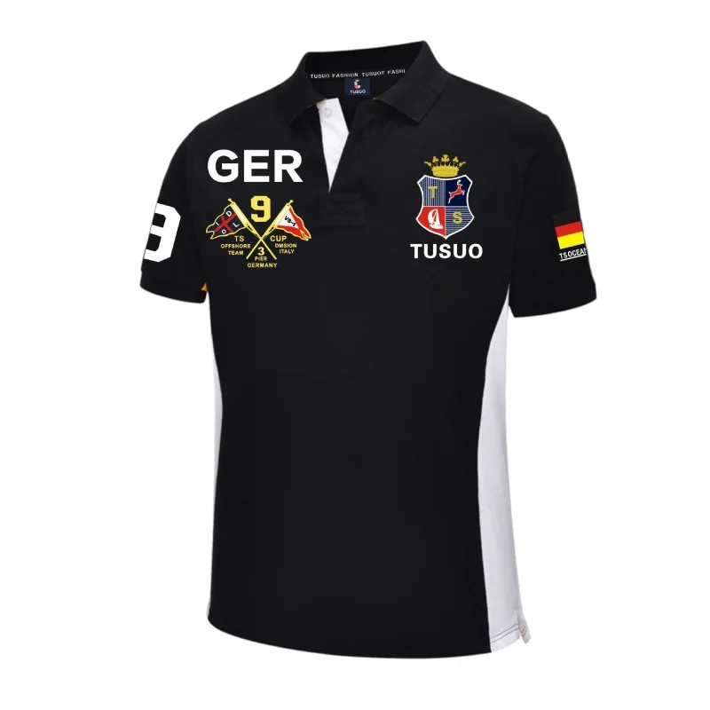 Рубашка-поло мужская с вышивкой модная сорочка коротким рукавом брендовая