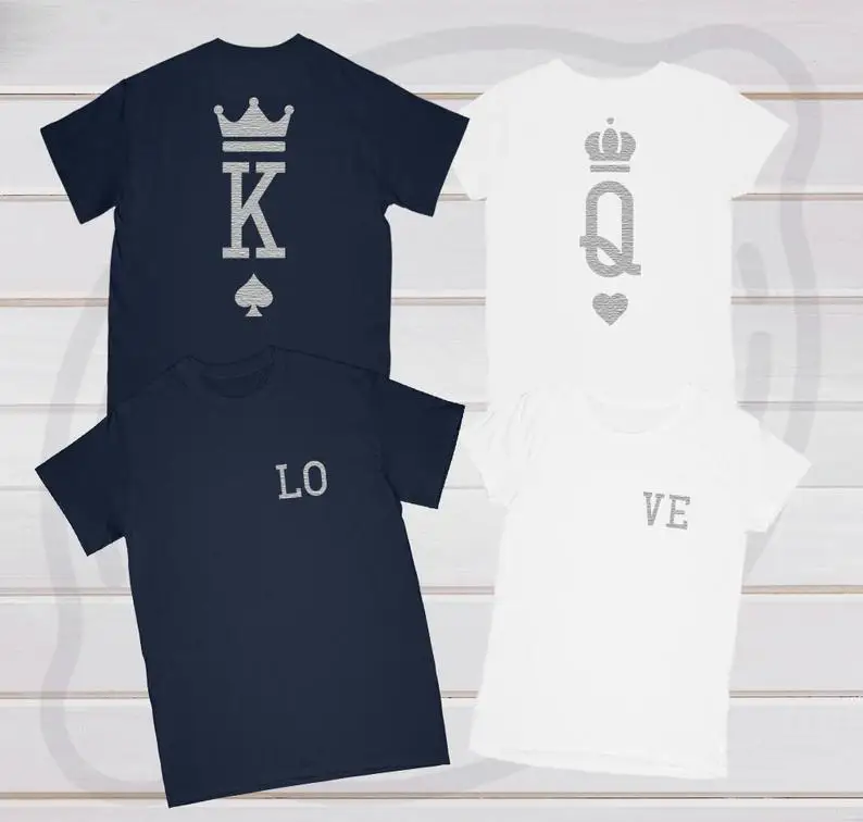 

king queen T-shirt wedding gift anniversary gift Aesthetic Female 100%Cotton O Neck y2k top T-shirt Casual Short Sleeve Top Tees