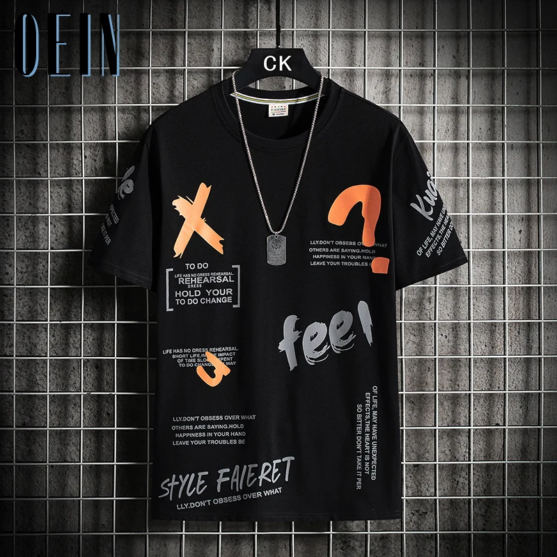 

OEIN Casual Men T-shirts Tees 2021 New Tops O-Neck Cotton Loose Summer Printed Short Sleeves Coat M-4XL Oversized Graphic Tops