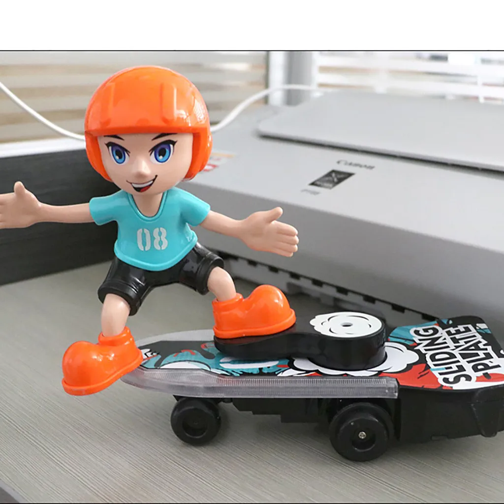

HIINST Electric Stunt Scooter 360 Rotating Tumble Music Led Light Cartoon Toys Fun Gifts For Kids Children Mini Leisure Toy