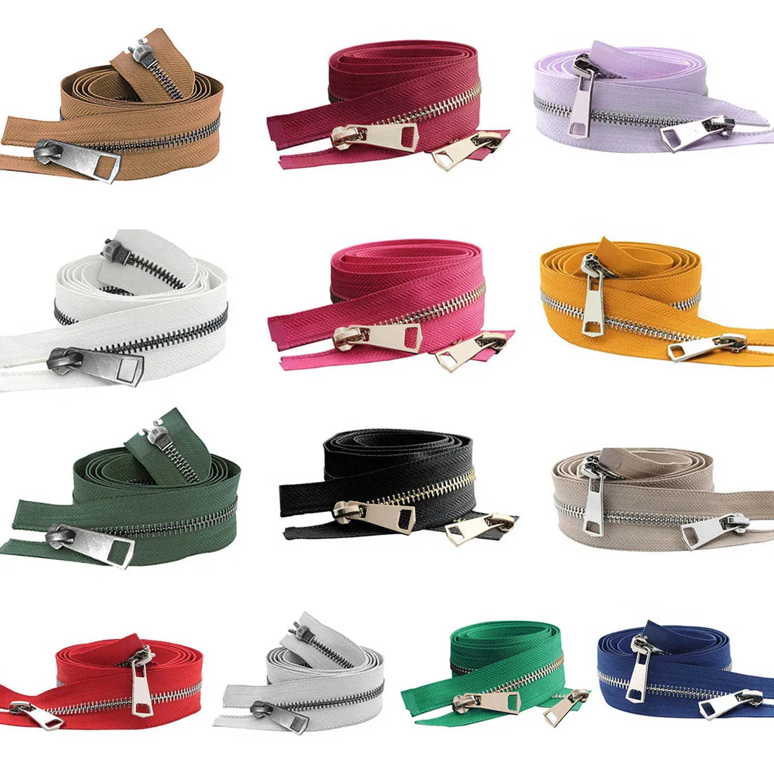 20/30/40/50/60/70/80cm 5# Colorful High Quality Open-end Double Sliders Metal Zipper DIY Handcraft For Cloth Pocket Garment Bags - купить по
