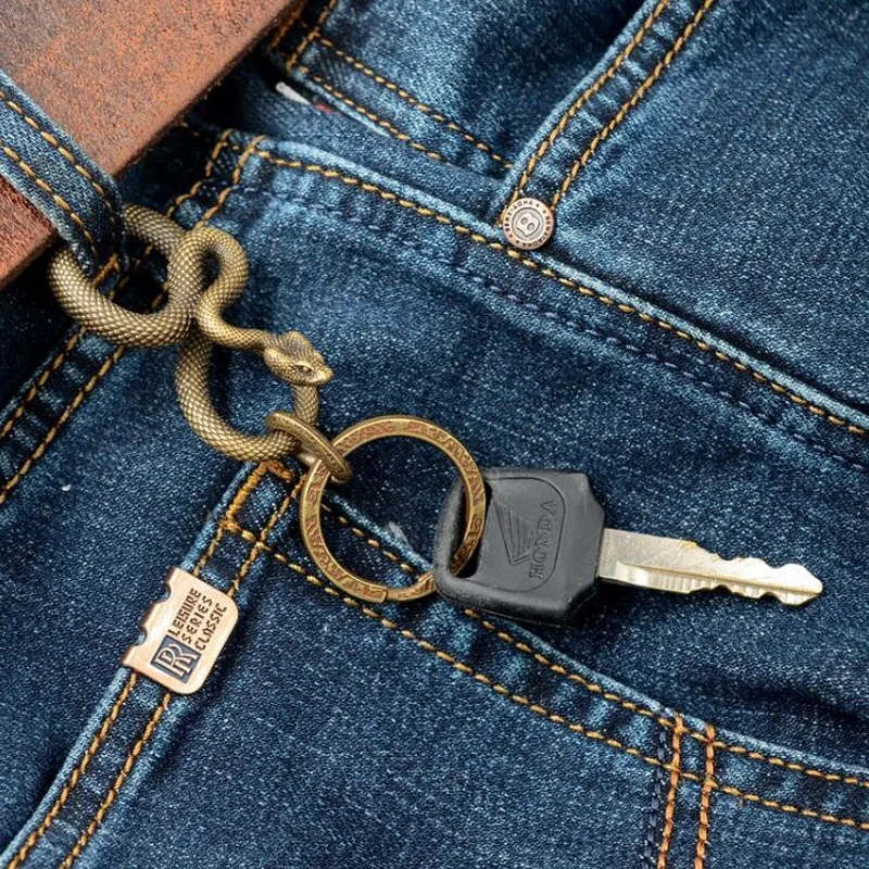 Чистая латунь Открытый EDC инструмент змея кулон брелок в виде змеи античная латунь ремесло брелок
