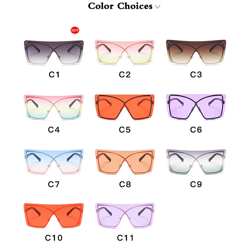 

2020 Fashion Luxury Rimless Metal Frame Sunglasses Women Retro Oversized Gradient Sunglasses Brand Designer UV400