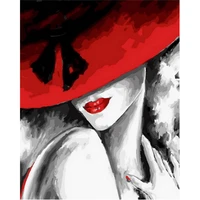 fsbcgt oil painting by numbers abstract red hat women diy pictures by number drawing on canvas home art number decor
