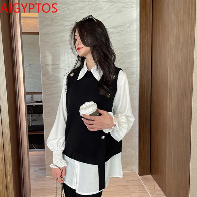 

AIGYPTOS Sweater Vest All-Match Korean Fashion Female Autumn And winter knitted sweater vest crop sleeveless sweater for women