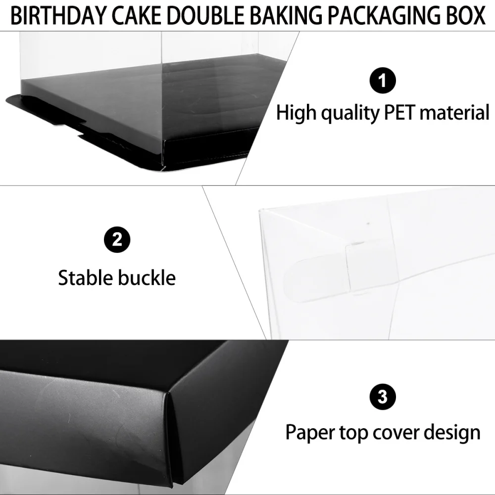 

5PCS Birthday Cake Packaging Case Transparent Gift Case Cake Paper Cover