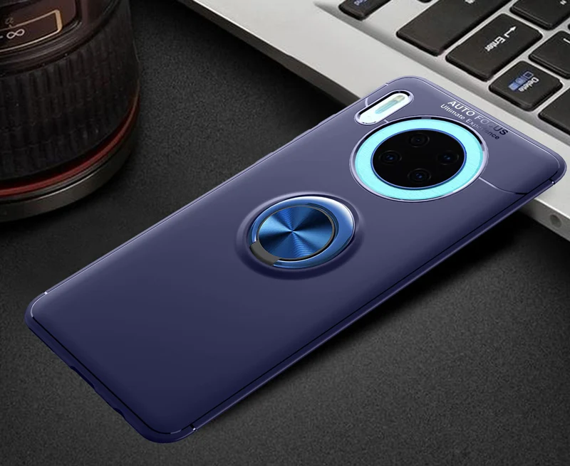 Чехол для huawei mate 30 20 Pro Lite X P30 Магнитный Кронштейн кольцо для пальца мягкий чехол для huawei mate 30pro 20X Nova 4e чехол - Цвет: Blue