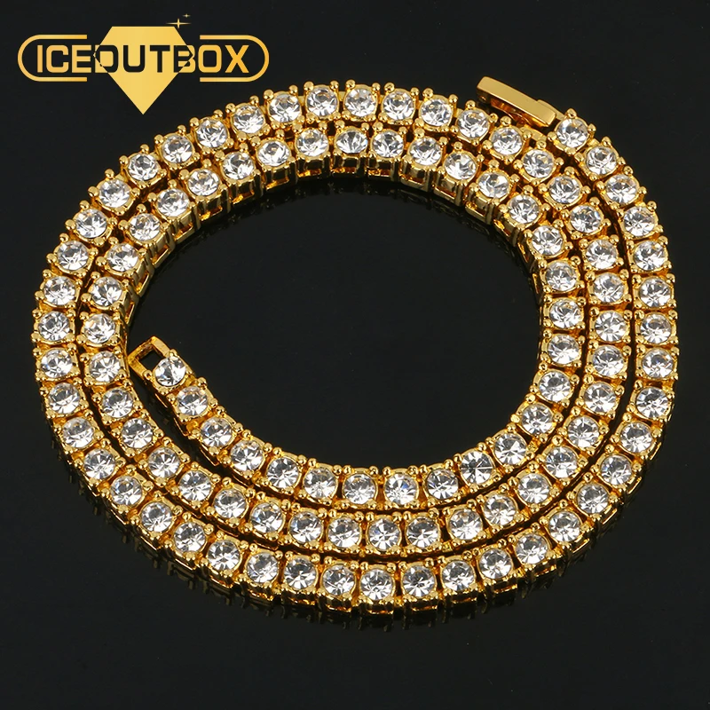 5 мм Bling льдом Стразы Цепочки и ожерелья Циркон 1 ряд теннис цепи для мужчин в стиле