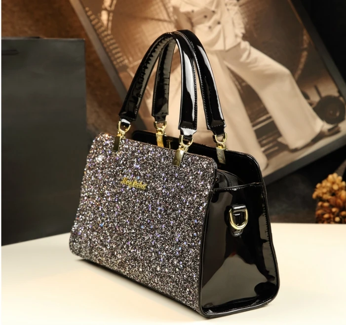 

ICEV new top handle bag luxury handbag women bag designer quality patent leather handbags famous brands boston messenger tote