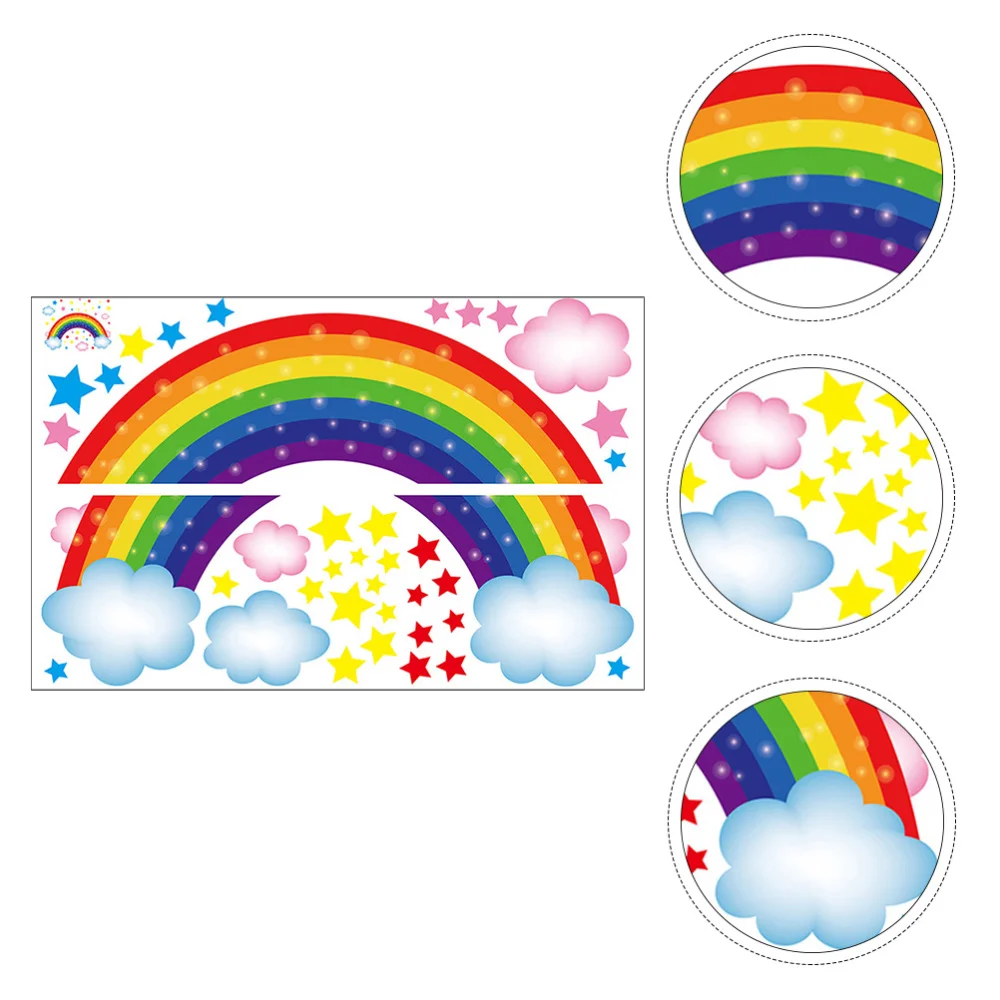 

2 Sheets Cartoon Rainbow Wall Sticker Colorful Wall Decal Background Stickers