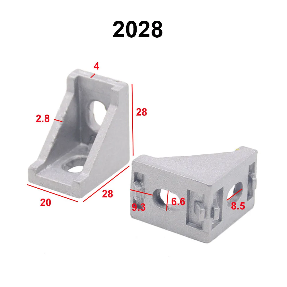 20pcs/lot 2020 2028 Corner Fitting Angle Aluminum Connector Bracket Fastener 3030 Industrial | Обустройство дома
