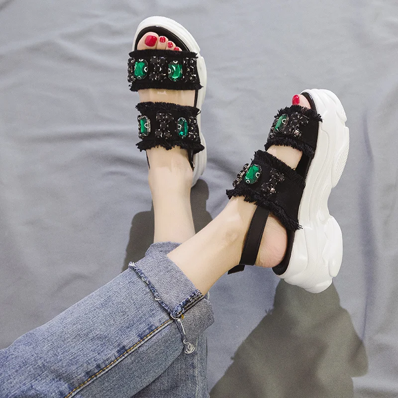 Толстая подошва Для женщин тапочки пляжная обувь сандалии на платформе Ladies