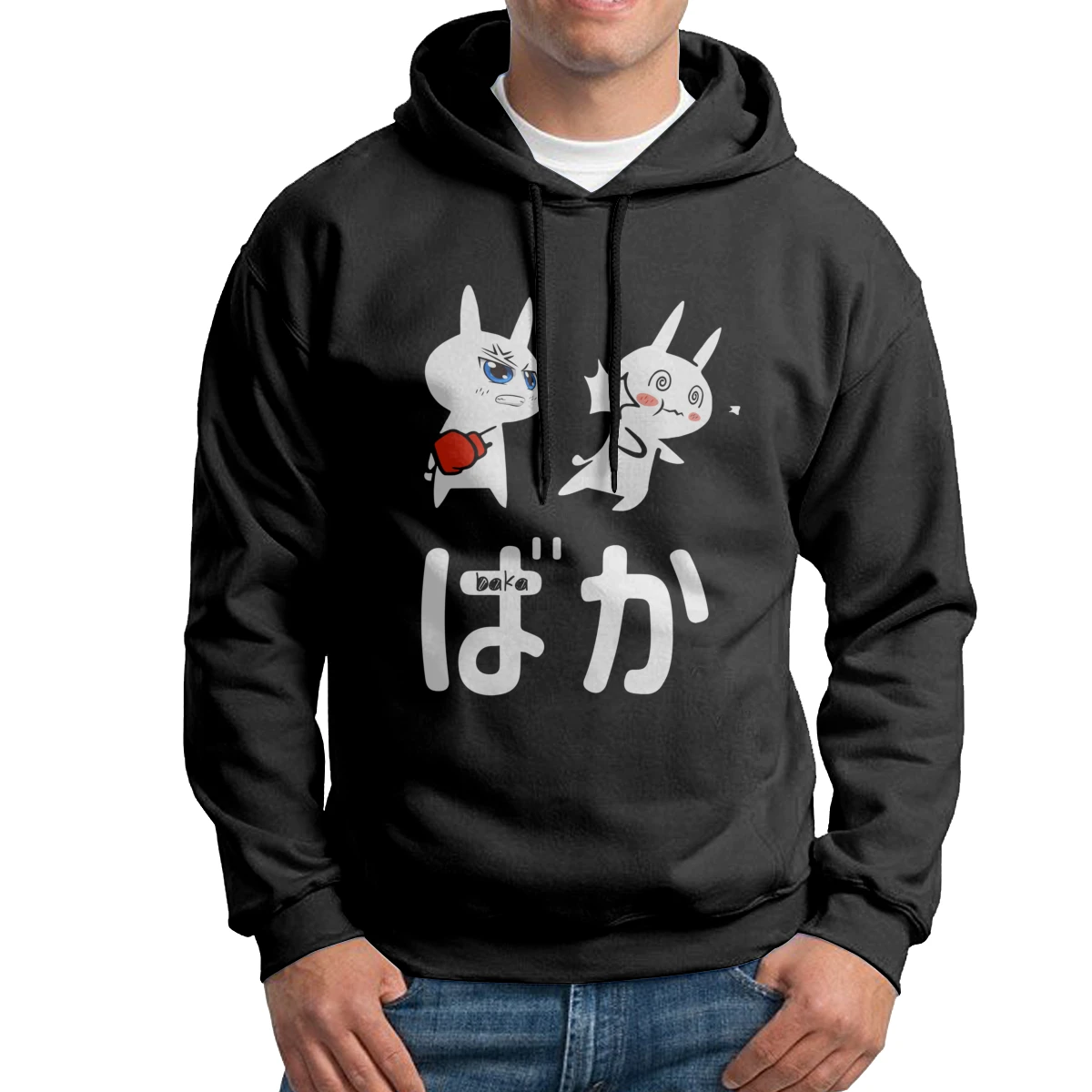 

Graphic Hoodies Men Baka Idiot Funny Japanese Anime Baka Rabbit Slap Purified Cotton Hooded Sweatshirts Normal Pullovers