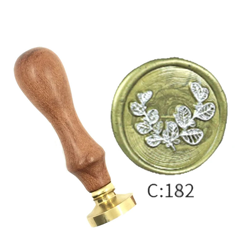

Natural Plant Leaf Wax Stamp Exquisite Paint wood handle,DIY Ancient Seal Retro Stamp,Personalized Stamp Wax Seal High Quality