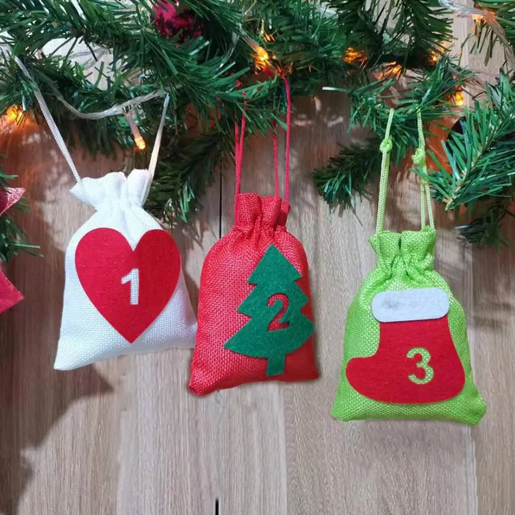 Набор из 24 штук 10*14 см Рождественский календарь мешок мешки подарка на Рождество