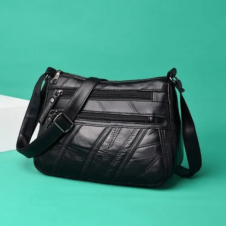 

Authentic Leather Tactile Feel Women's Pouches 2021 New Fashion Messenger Bag Mom Shoulder Bag Middle-Aged and Elderly