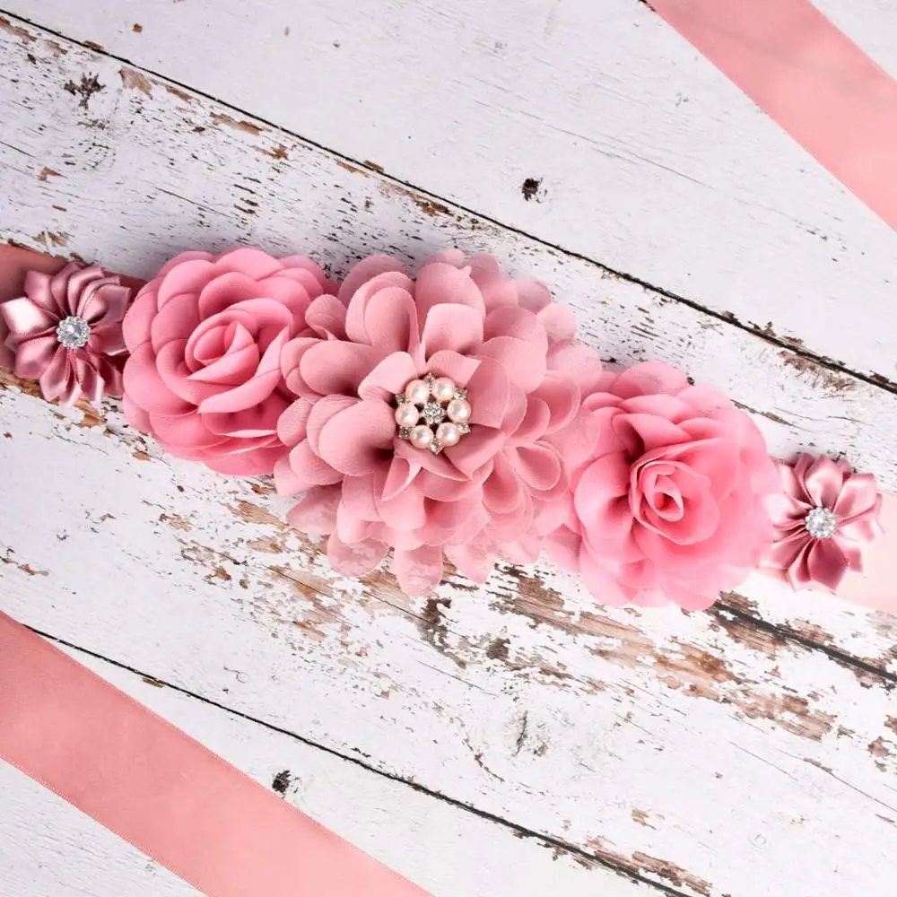 Женские цветок створки Беременность живота Пояс Baby Shower вечерние пояс
