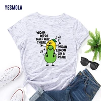 yesmola avocado cute printing t shirt lemon on a pear cotton t shirt fashion loose casual sweat tee clothes style womens tshirts