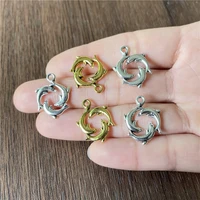 1520mm cute 3 dolphin pendants handmade beaded bracelet necklace jewelry alloy amulet connector accessories wholesale material