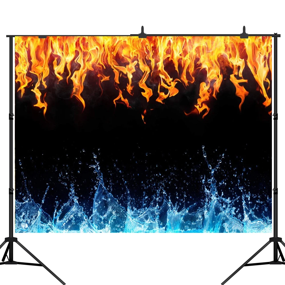 Lyavshi ледяной огонь фон синяя вода красное пламя для фотосъемки селфи День