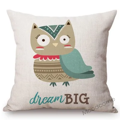 N284-13 Cute Forest Animals Owl Raccoon Fox Bear Baby Cartoon Art Sofa Throw Pillow Case Lovely Woodland Animal Children Cushion Cover - Цвет: N284-13