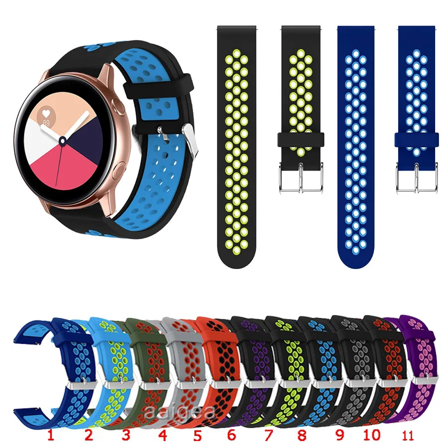 

20mm 22mm Soft Silicone Band Sport Replacement Strap for Samsung Galaxy Watch Active 2 for Watch3 41mm/Watch 42mm/Gear Spor Band
