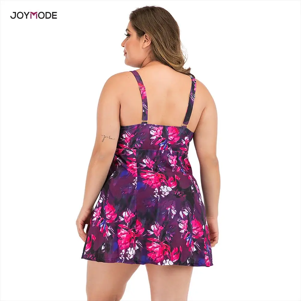 JOYMODE Plus Size Women One Piece Swimdress Femme Bodysuit Female Bathing Suit Floral Print Beachwear Deep V Neck Bashing | Спорт и