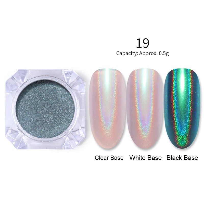 Holographic-0.5g BORN PRETTY Neon Mirror сверкающая голографическая пудра ультра-тонкий дизайн ногтей Блестящий порошок хромового пигмента пыль чистый цветной гель для ногтей - Цвет: Holographic-0.5g