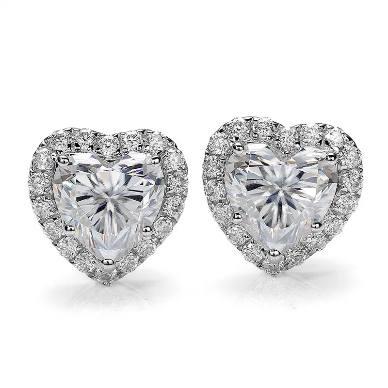 

Heart Cut Moissanite Stud Earrings 925 Sterling Silver D Color Heart Shape Moissanite Stone Earring for Women Wedding Engagement