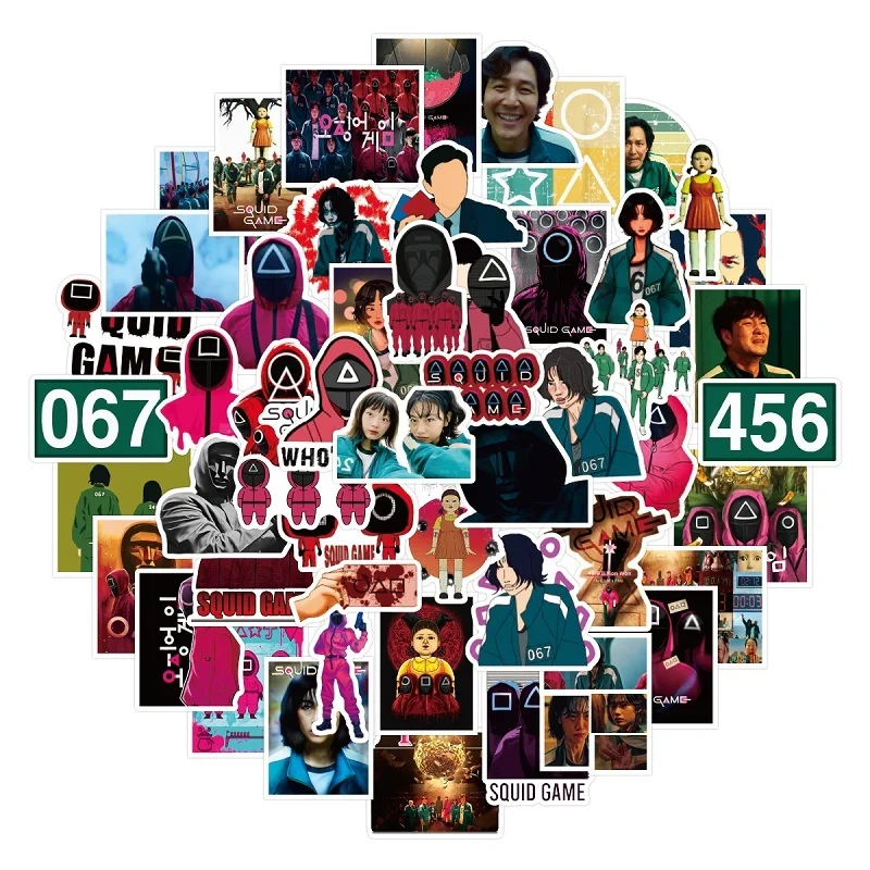 

Squid Game New Graffiti Stickers Waterproof Luggage Compartment Notebook Scooter Water Cup Stickers 50PCS