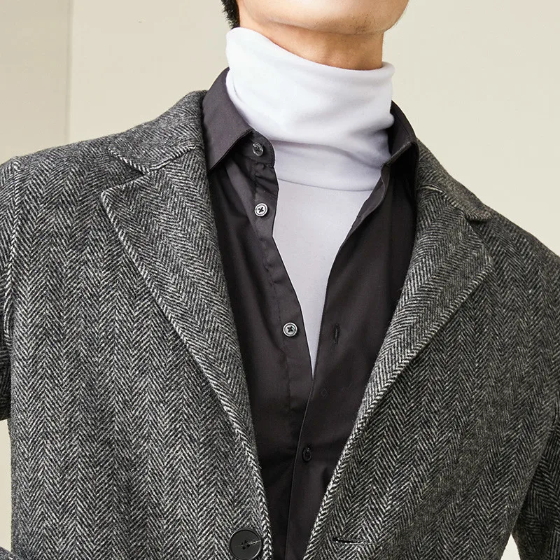 Длинное шерстяное пальто мужское на осень и зиму мужские куртки для мужчин 2020