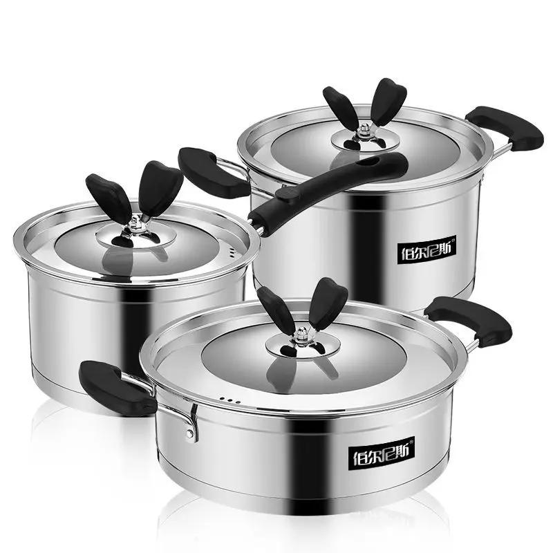 3 предмета в комплекте с двойным дном нержавеющая сталь кастрюли набор суповая