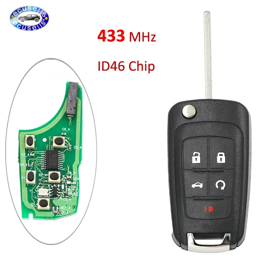 5 кнопок дистанционного управления брелок 433 МГц с чипом ID46 для Chevrolet Cruze 2010 2014 HU100