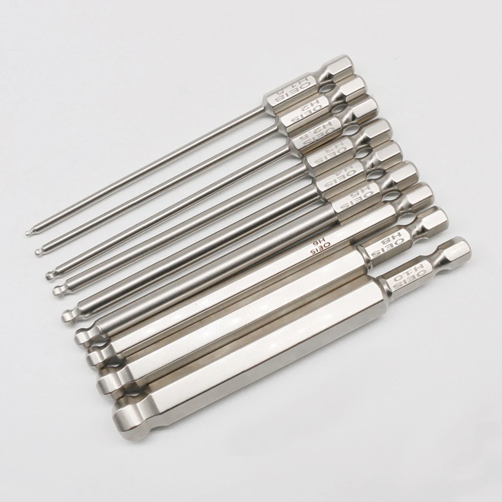 

9pcs Hex Screwdriver Bits H1.5-10 1/4 Shank Spherical Hand Tools
