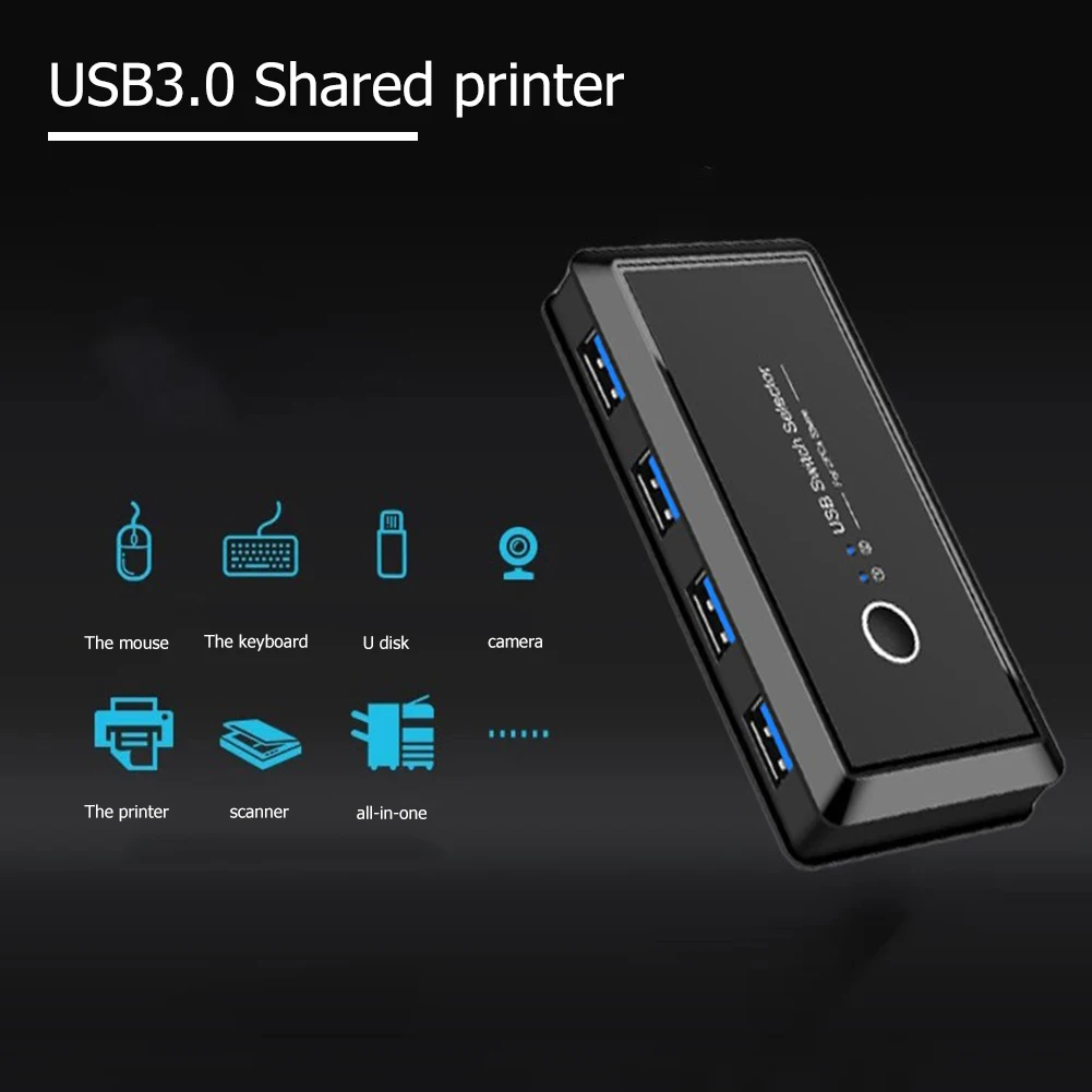 

3.0 Printer Switch Selector 4 Devices 2 Port PC Sharing Parts USB Keyboard Printer for Home Computer Sharing Resources
