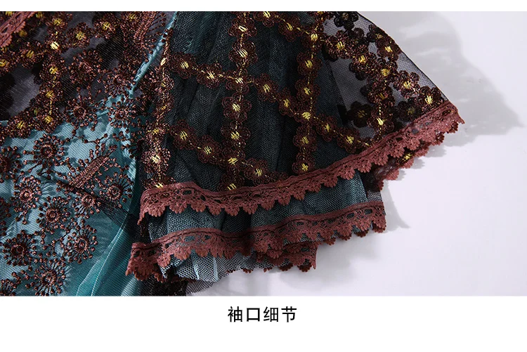 

Luxury High Quality Summer Women Dress Elegant V-Neck Lace Patchwork Hollow Out Dress Party Fashion Ankle-Length Women Dress