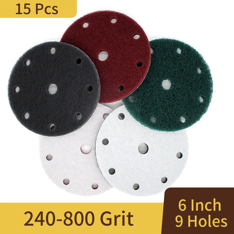 15 шт. многофункциональная флокирующая мочалка с 9 отверстиями 6 дюймов 240-800 Грит