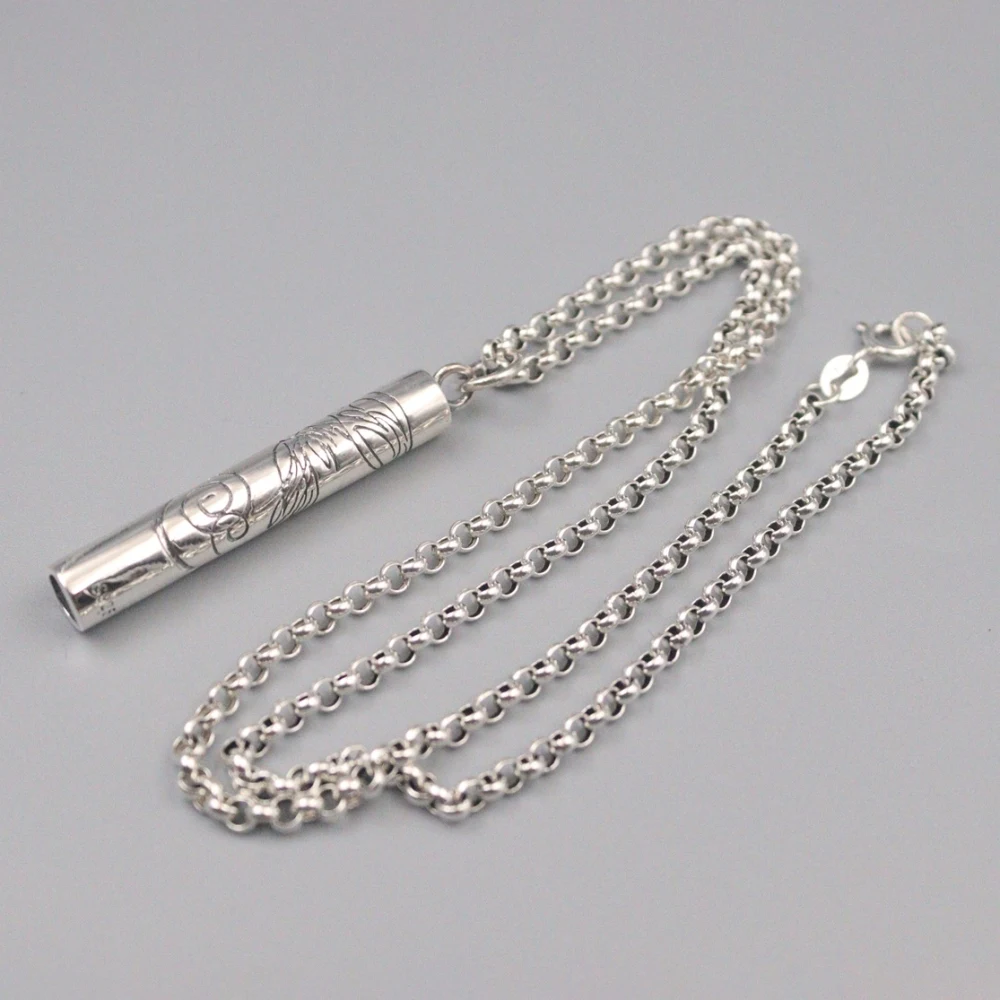 Подвеска из чистого серебра блестящая счастливая резная свисток подвеска для