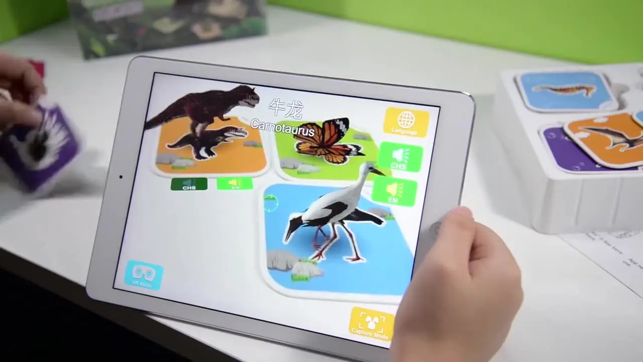 

2021 New products Fancy zoo 3D ar toys educational reality cognitive toy 4D AR Card game machine for kids