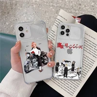 tokyo revengers manjiro sano atsushi phone case transparent for iphone 7 8 11 12 x xs xr mini pro max plus slide camera lens