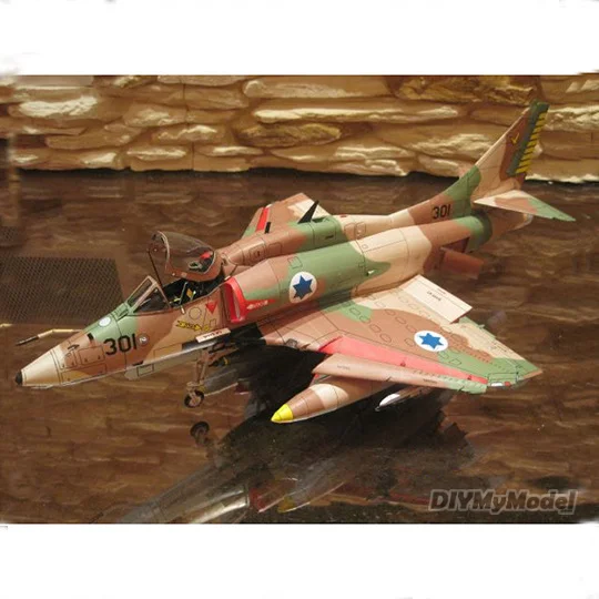 DIYMyModeI1: 32 modelo de avi&oacute;n de ataque skyhawk de A-4 de los Estados Unidos, KIT de modelo de papel artesanal, rompecabezas de juguete hecho a mano, regalo, accesorios de pel&iacute;cula-0