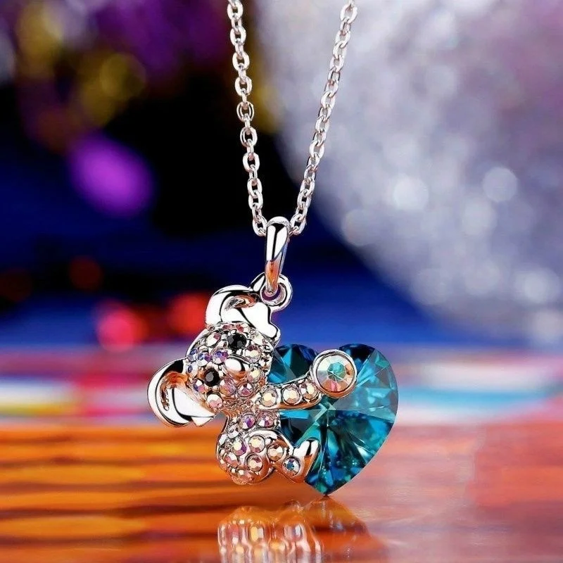 

Women's Fashion Diamond Pendant Necklace High-end Unique Simple Design Crystal Bear Koala Necklace Jewelry 2022 Halloween Gift
