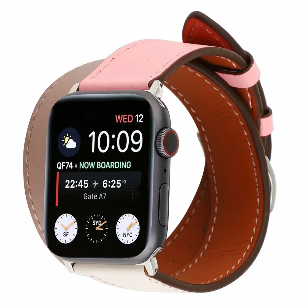 Двойной ремешок для iWatch серии 4 3 2 1 удлиненная Петля из натуральной кожи Apple Watch Band
