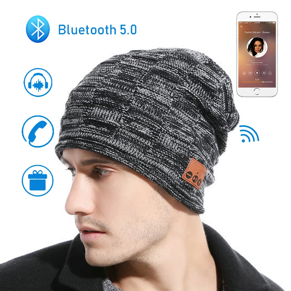 Мужская кепка с Bluetooth бини наушниками вязаная шапка для мальчиков подростков
